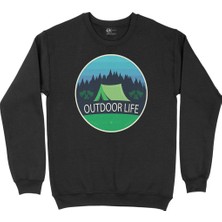 Cix Outdoor Life Logolu Siyah Sweatshirt