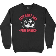 Cix Kırmızı Stay Home Play Game Siyah Sweatshirt