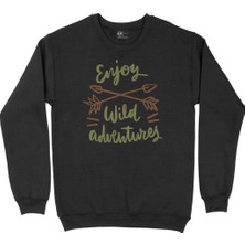 Cix Endonezya Haritalı ve Bayraklı Siyah Sweatshirt