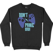Cix Yeşil Don't Panic Bro Siyah Sweatshirt