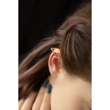 By Barun Üçgen Model Gümüş Küpe-Rose