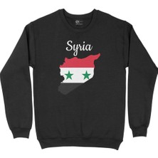 Cix Suriye Haritalı ve Bayraklı Siyah Sweatshirt