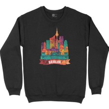 Cix Renkli Berlin Illüstrasyon Siyah Sweatshirt