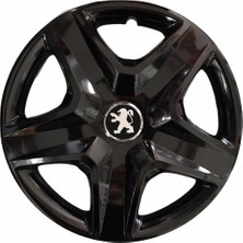 Hmnl  Peugeot 206 + 16'' Inç Gri - Siyah 4'lü Set Jant Kapağı Çelik Jant Görünümlü