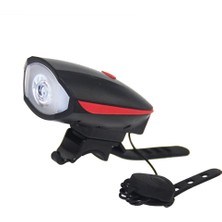 Blesiya USB LED Bisiklet Işık Boynuzlu 2 Modu Ses Bisiklet Çan Far Kırmızı (Yurt Dışından)