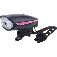 Blesiya Parlak USB LED Bisiklet Işık ile / Boynuz Su Geçirmez Bisiklet Çan Far Pembe (Yurt Dışından)