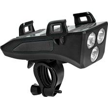Blesiya 4’in 1 Bisiklet Feneri Telefon Tutucu 3 LED Mtb Çok Işlevli Aksesuarları 4000MA Siyah (Yurt Dışından)