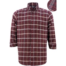 Varetta Erkek Bordo Klasik Kesim Yaka Düğmeli Tek Cepli Kışlık Gömlek