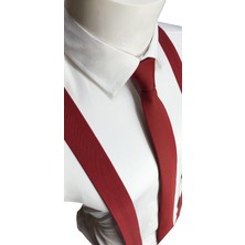 Elegante Cravatte Kırmızı Renk Pantolon Askısı ve Kravat-Mendil Seti
