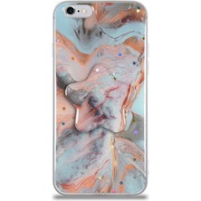 Caseart Apple iPhone 6 Kapak Mermer Desenli Pop Socketli Silikon Kılıf - Mercan
