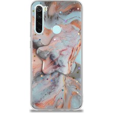 Caseart Xiaomi Redmi Note 8 Kapak Mermer Desenli Pop Socketli Silikon Kılıf - Mercan