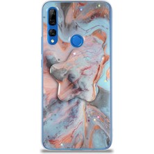 Caseart Huawei Y9 Prime 2019 Kapak Mermer Desenli Pop Socketli Silikon Kılıf - Mercan