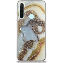 Caseart Xiaomi Redmi Note 8 Kapak Mermer Desenli Pop Socketli Silikon Kılıf - Gold