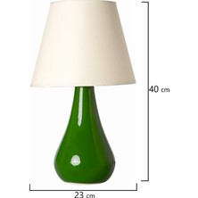 Nisaluce Nisa Luce Damla Büyük Abajur Seramik - Yeşil / Beyaz