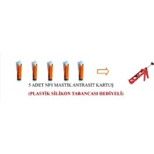 Np1 Mastik Antrasit 290ML Kartuş (5 Adet) + Plastik Silikon Tabancası Hediyeli