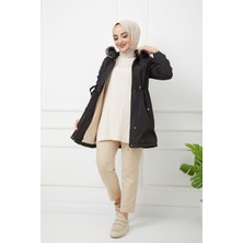Vibeys Collection Haki Içi Kürkü ve Su Geçirmez Bayan Kışlık Mont & Kaban