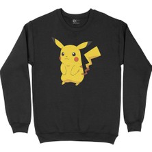 Cix Utangaç Pikachu Siyah Sweatshirt