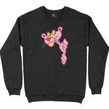 Cix Meraklı Pembe Panter Siyah Sweatshirt