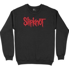 Cix Kırmızı Slipknot Yazılı Siyah Sweatshirt