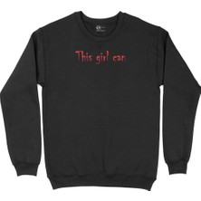 Cix Kırmızı This Girl Can Yazılı Siyah Sweatshirt