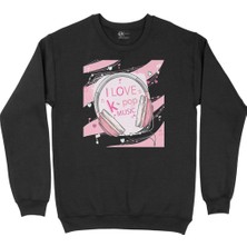 Cix K-Pop Kulaklık Tasarımlı Siyah Sweatshirt