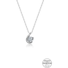 Söğütlü Silver Gümüş Swarovski Taşlı Pırlanta Modeli  Kolye