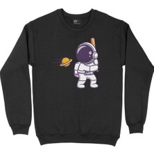 Cix Astronot ve Beyzbol Siyah Sweatshirt