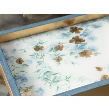 English Home Floret Cam Dekoratıf Tepsı 22X37 cm Mavi