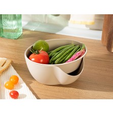 English Home Basic Plastik 2 Parça Süzgeç 20 cm Bej