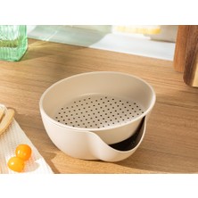 English Home Basic Plastik 2 Parça Süzgeç 20 cm Bej