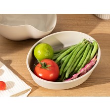 English Home Basic Plastik 2 Parça Süzgeç 20 cm Bej