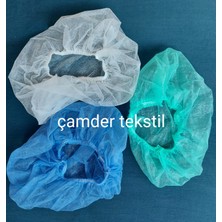 Çamder Tekstil Beyaz-Yeşil - Mavi Tek Kullanımlık Saç Bonesi -Akordiyon, Nonwoven 300 Adet Bone (50*45 Ebat)