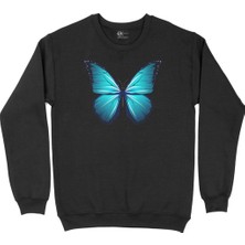 Cix Gerçek Kelebek Tasarımlı Siyah Sweatshirt