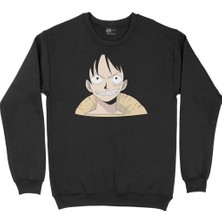 Cix One Piece Monkey D. Luffy Siyah Sweatshirt