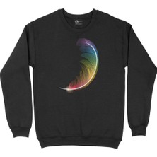 Cix Renkli Kuş Tüyü Siyah Sweatshirt