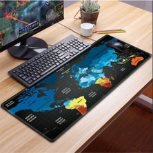 Azemax 70X30 cm Dünya Haritası Desenli Kaydırmaz Taban Mouse Pad