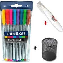 Pensan Triball Tükenmez Kalem 8'li + Globox Kalem Tipi Sıvı Silici + Perfore Kalemlik