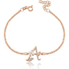 Mia Vento Işıltılı Manolya Çiçeği A Harfi Gümüş Harfli Bileklik