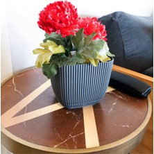 1.8lt 15X15X13 cm Dekoratif Mercan Desenli Tabaklı Mat Plastik Saksı No3