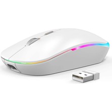 Venta Caliente Rgb Kablosuz Fare, 2.4g Şarj Edilebilir Sessiz Kablosuz Bluetooth Fare, LED Ergonomik Fare (Yurt Dışından)