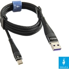 Shaza USB Type-C Pd 5A 100 W Örgülü Hızlı Şarj ve Data Kablosu 1 Metre