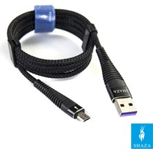 Shaza USB Micro 5A 100 W Örgülü Hızlı Şarj ve Data Kablosu 3 Metre