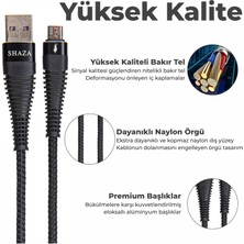 Shaza USB Micro 5A 100 W Örgülü Hızlı Şarj ve Data Kablosu 3 Metre