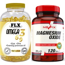 Flx Omega 3-6-9 Balık Yağı 180 Softgel  Nevfix Magnesium Oxide Magnezyum 250 Mg 120 Tablet