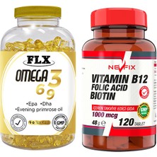 Flx Omega 3-6-9 Balık Yağı 90 Softgel  Nevfix Vitamin B12 1000 Mcg 120 Tablet