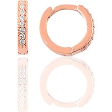 Söğütlü Silver Gümüş Rose Zirkon Taşlı 12 mm Halka Küpe