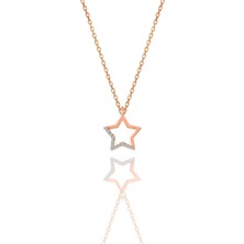 Söğütlü Silver Gümüş Rose Zirkon Taşlı Yıldız Kolye