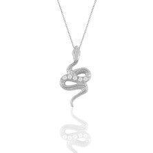 Söğütlü Silver Gümüş Zirkon Taşlı Yılan Kolye