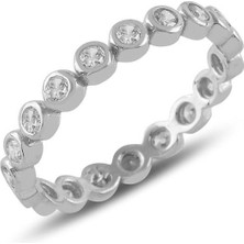 Söğütlü Silver Gümüş Pırlanta Modeli Zirkon Taşlı Su Yolu Tamtur Yüzük