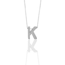 Söğütlü Silver Gümüş Üç Boyutlu Minimal K Harf Kolye